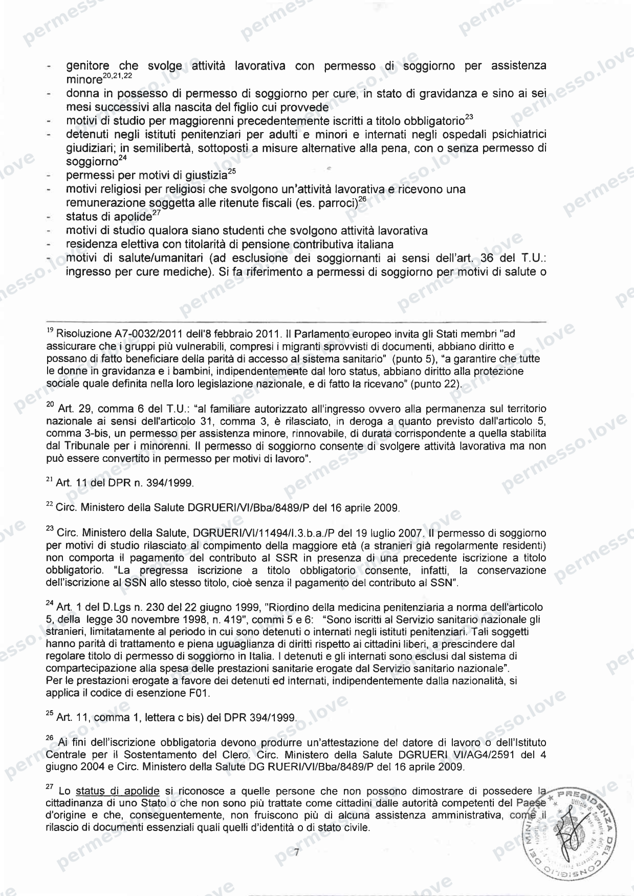 Accordo Stato-Regioni sulla assistenza sanitaria agli stranieri in Italia (2012, Rep. N 255/CSR) - pagina 10/65