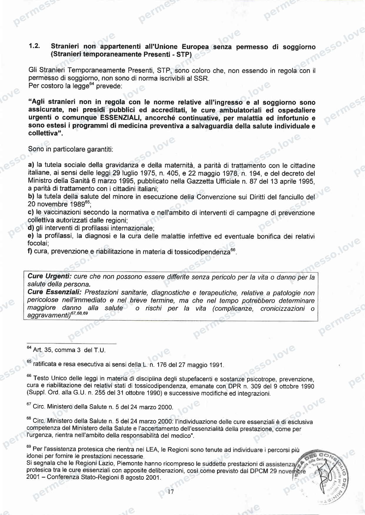 Accordo Stato-Regioni sulla assistenza sanitaria agli stranieri in Italia (2012, Rep. N 255/CSR) - pagina 20/65