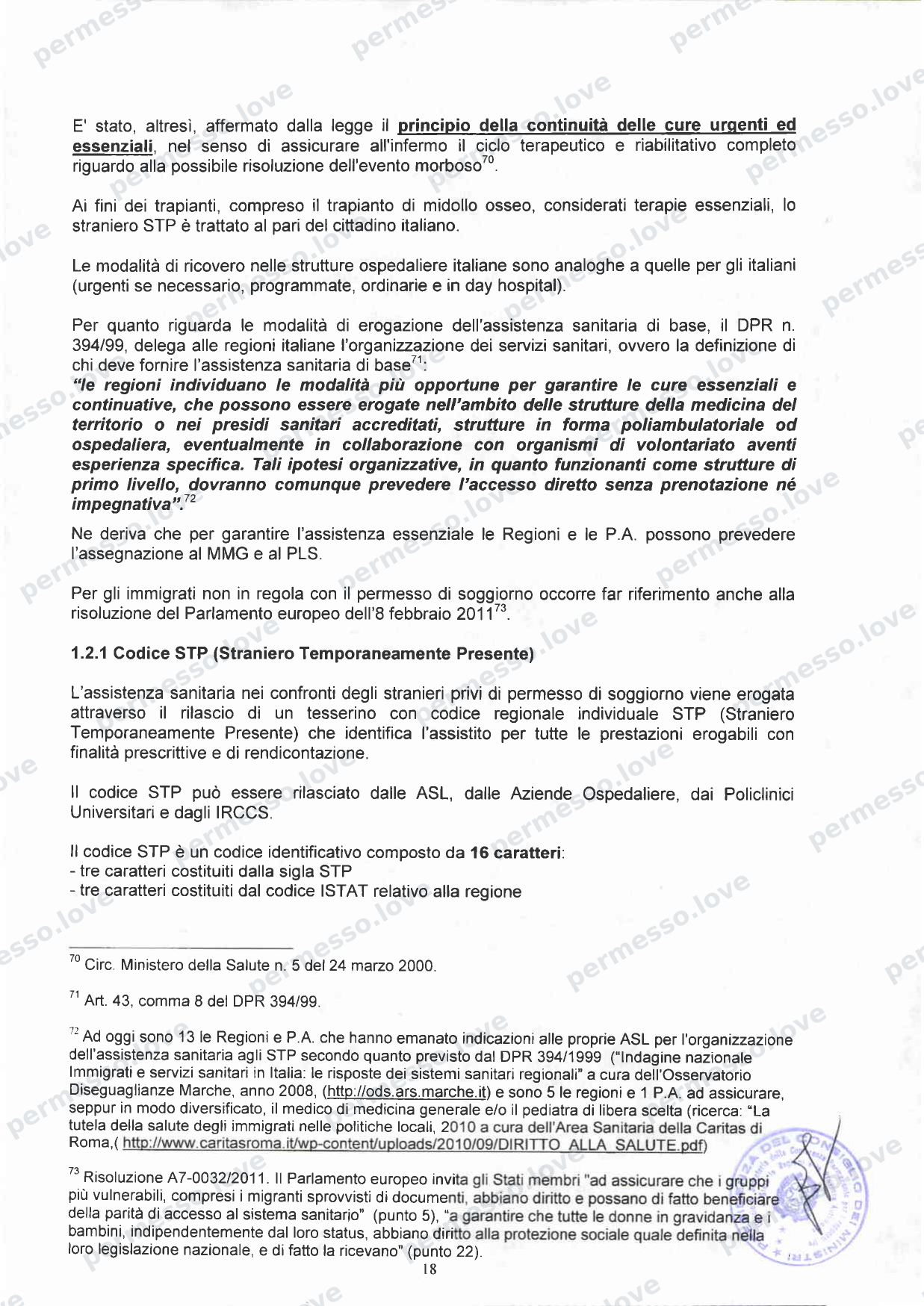 Accordo Stato-Regioni sulla assistenza sanitaria agli stranieri in Italia (2012, Rep. N 255/CSR) - pagina 21/65
