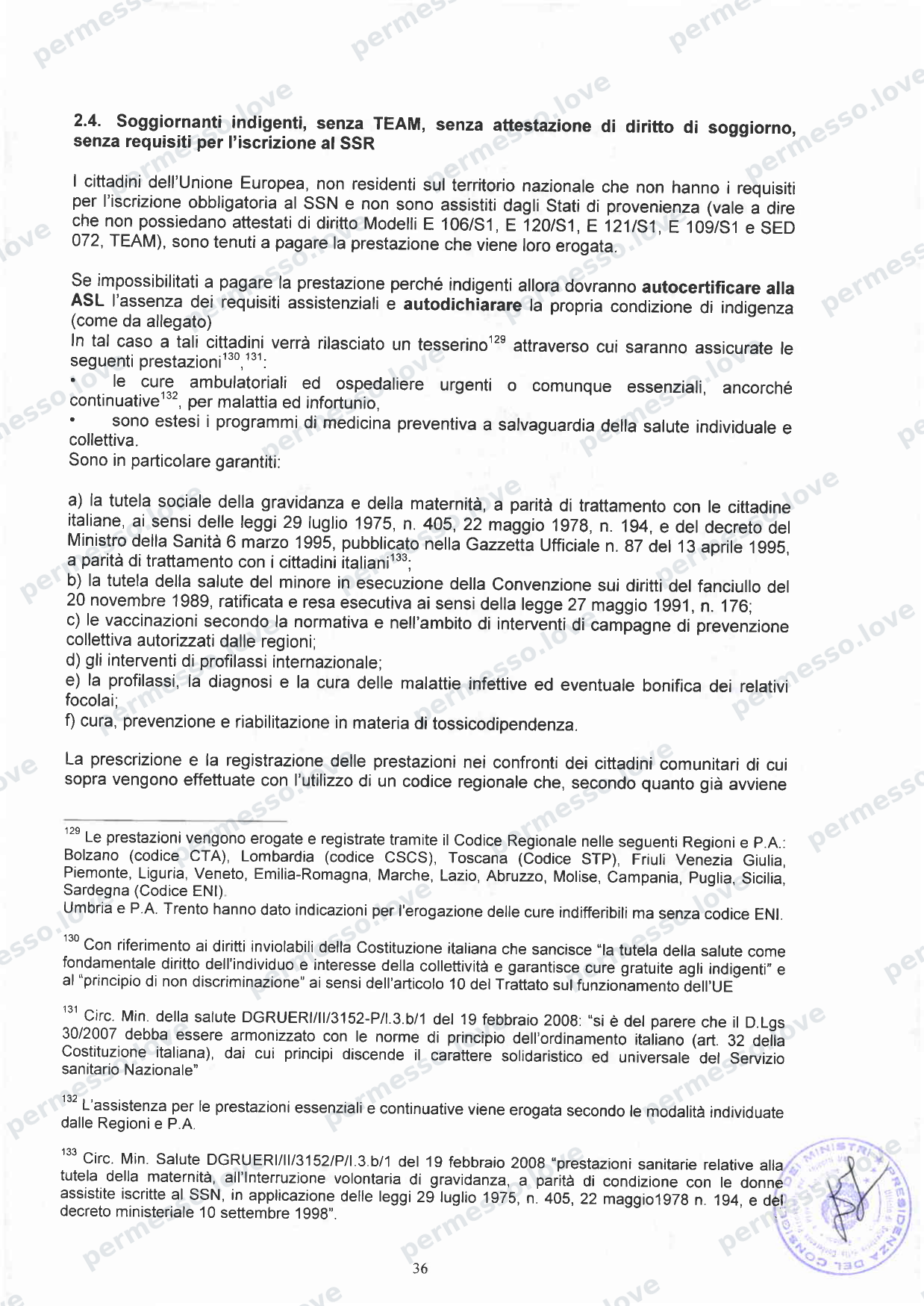 Accordo Stato-Regioni sulla assistenza sanitaria agli stranieri in Italia (2012, Rep. N 255/CSR) - pagina 39/65