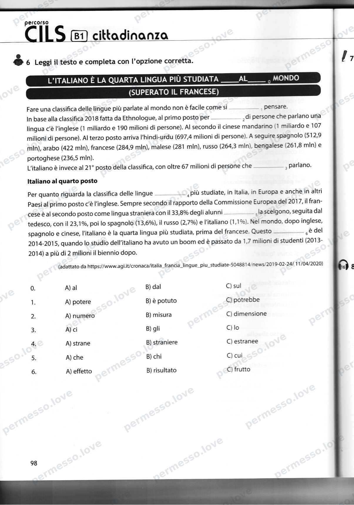 Учебник подготовки к экзамену CILS B1 cittadinanza (Casus Libri) - страница 71/141