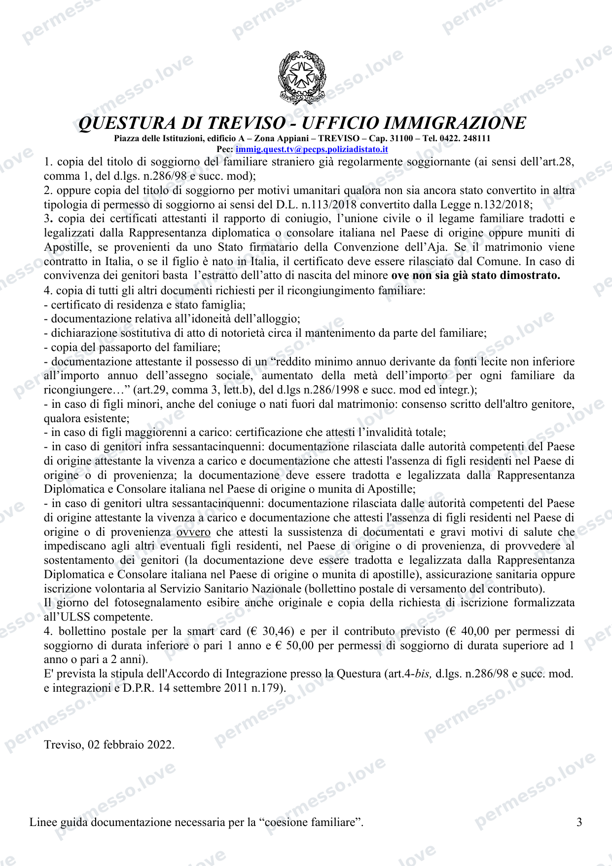 Documenti per "coesione familiare" - Questura di Treviso (ricongiungimento familiare) - pagina 3/3