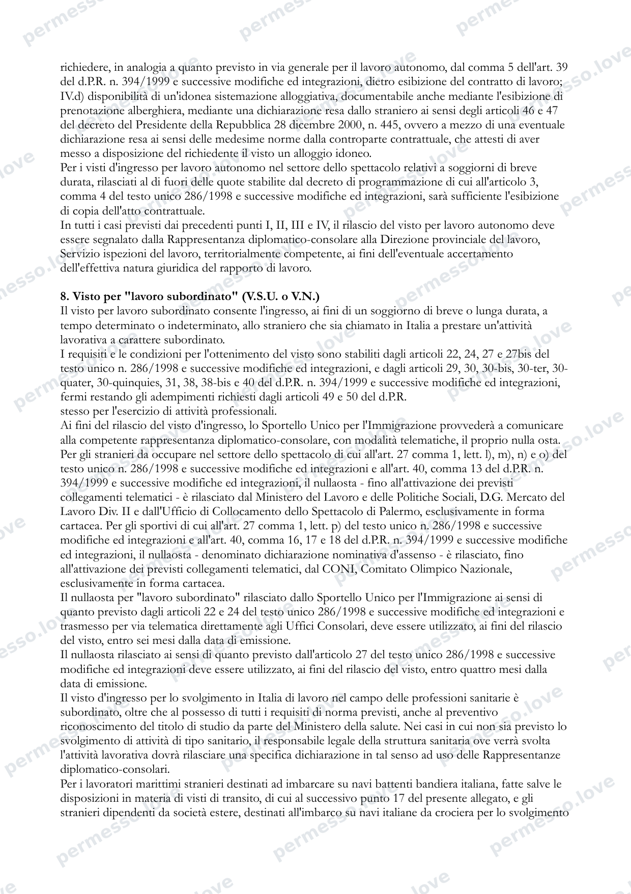 Декрет Министерства иностранных дел Италии от 11 мая 2011 г. - Типы виз и требования - страница 8/15
