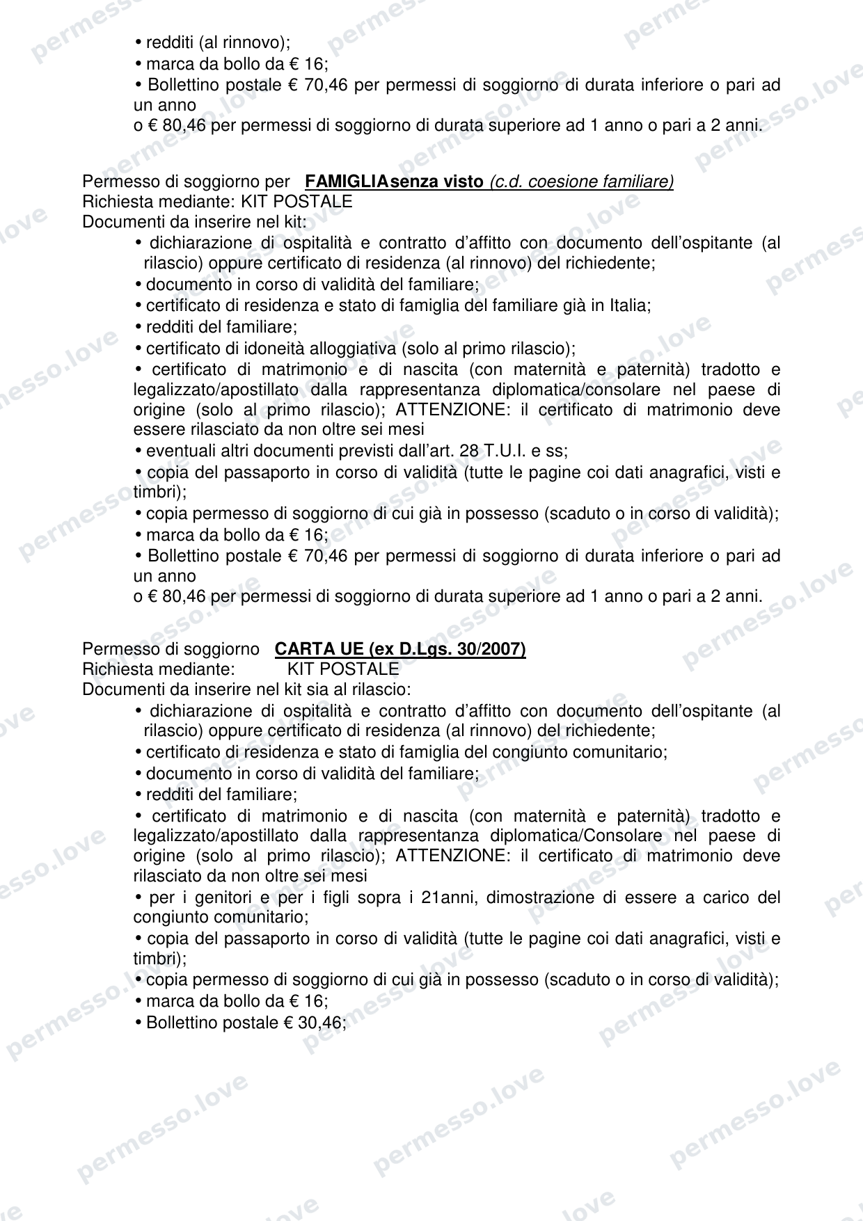 Документы для kit postale по основным типам permesso di soggiorno - страница 3/4