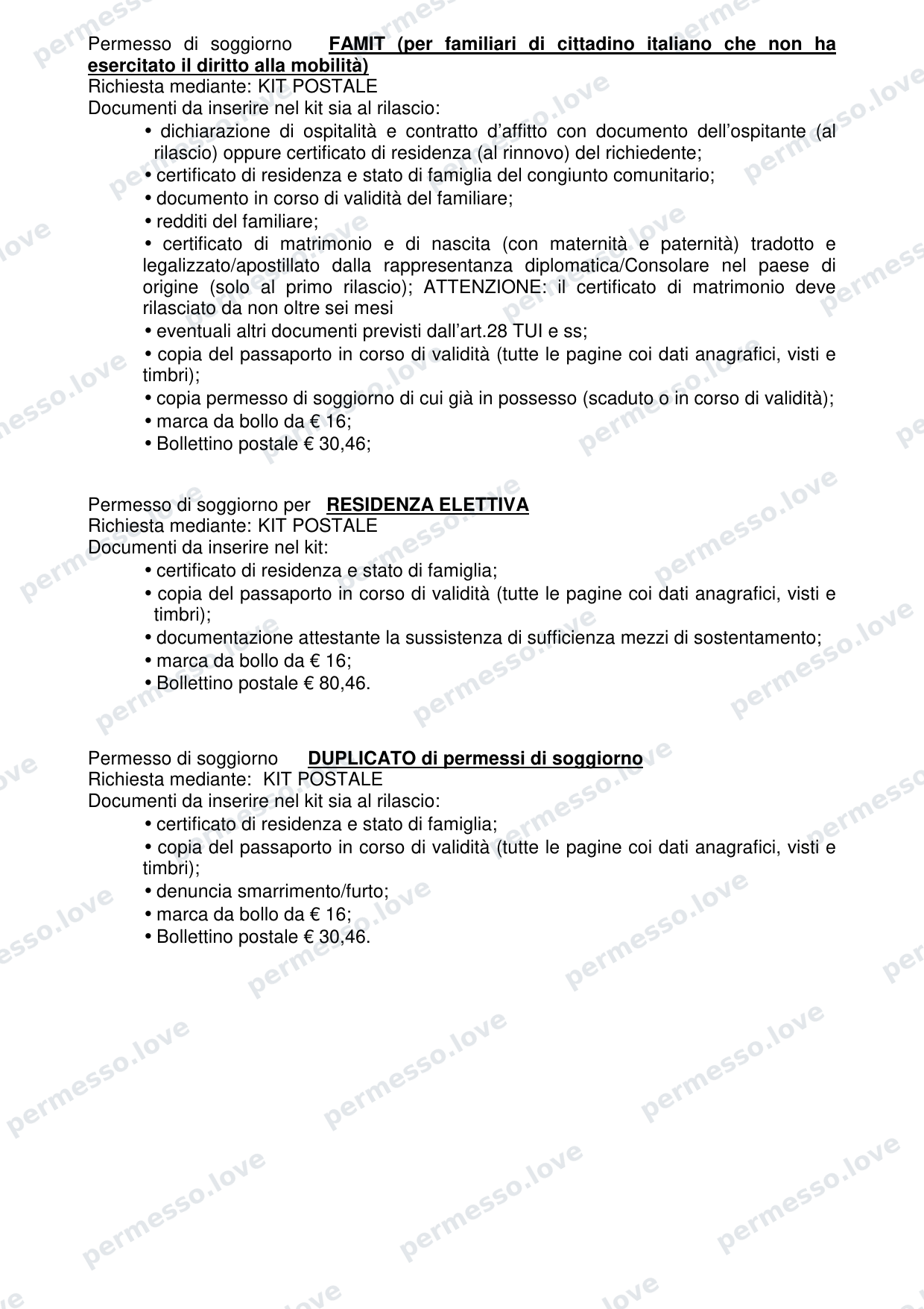 Документы для kit postale по основным типам permesso di soggiorno - страница 4/4