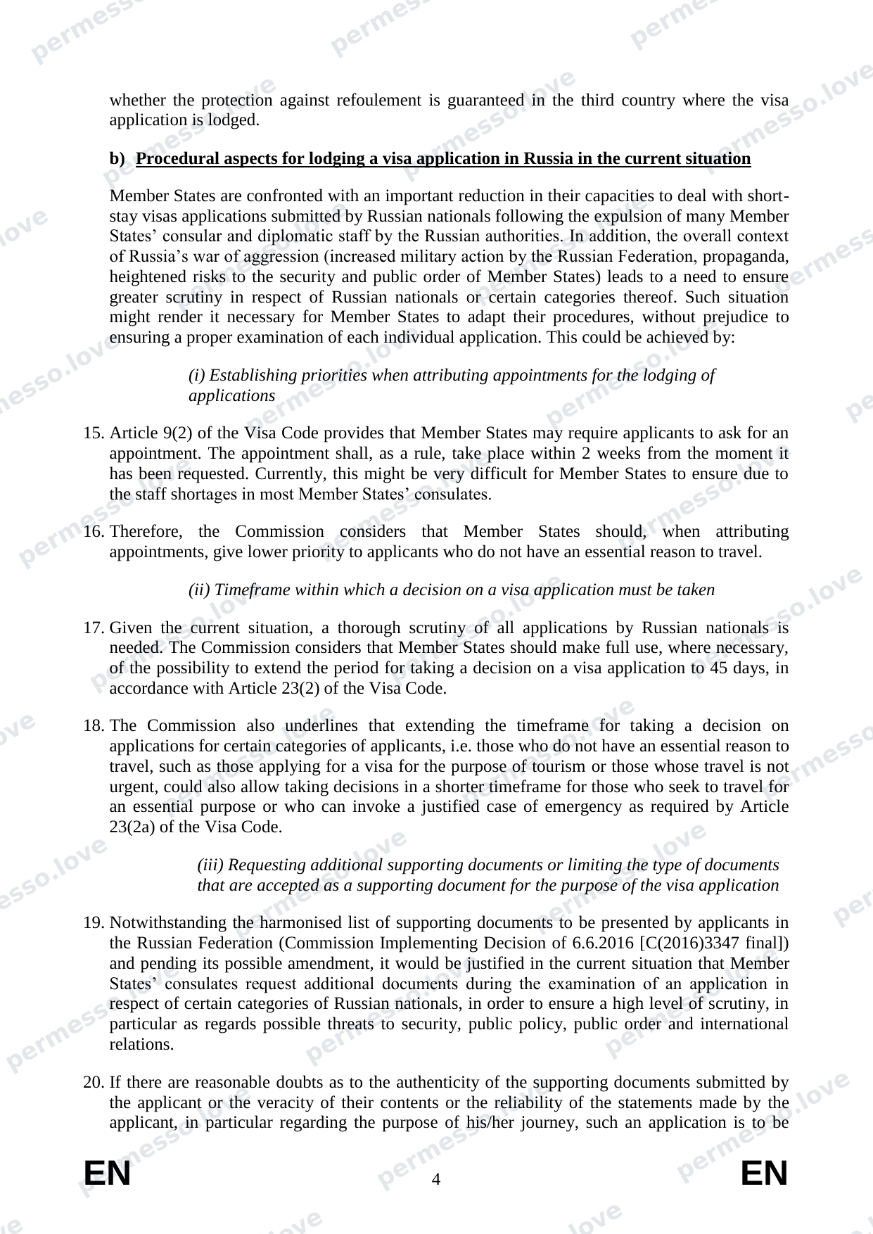 Рекомендации Еврокомиссии по визам для граждан РФ (2022, оригинал на английском) - страница 5/14