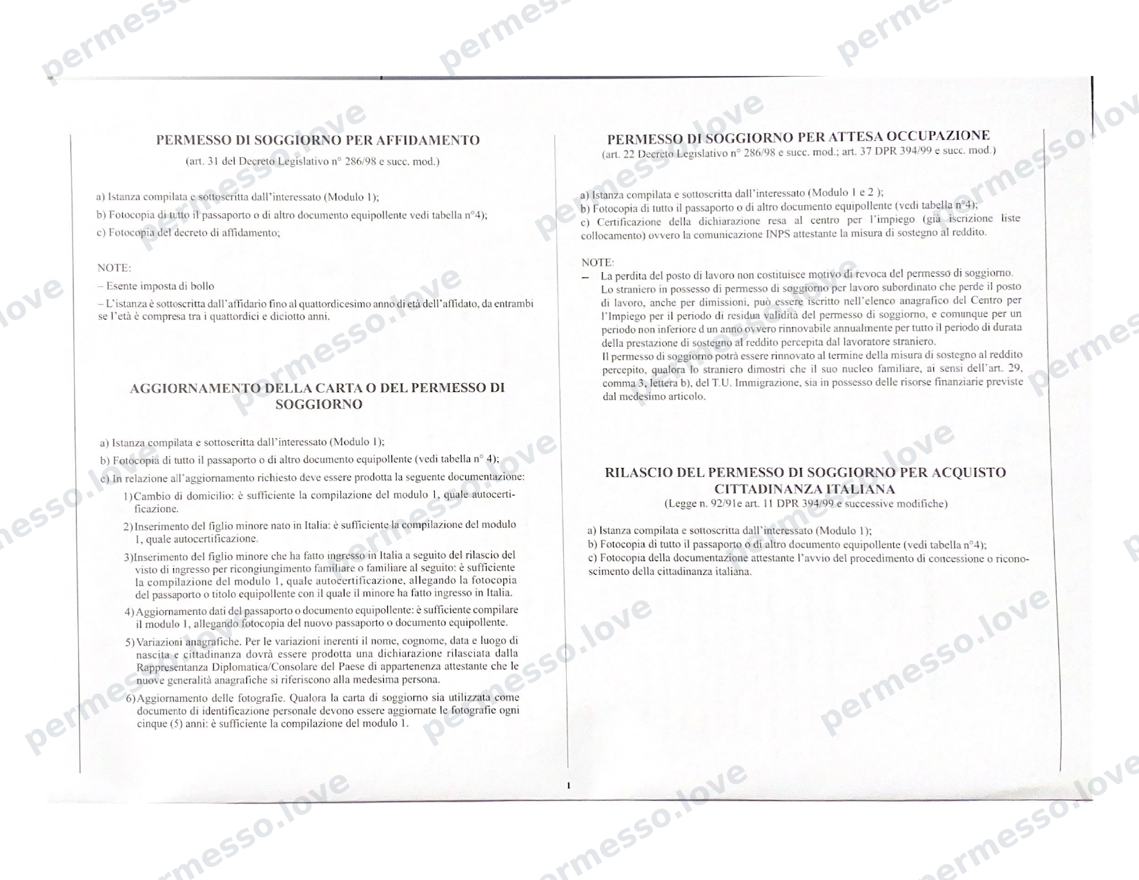 Modulo ufficiale Mod. 209 - richiesta di permesso di soggiorno (Kit Permesso) - pagina 21/24