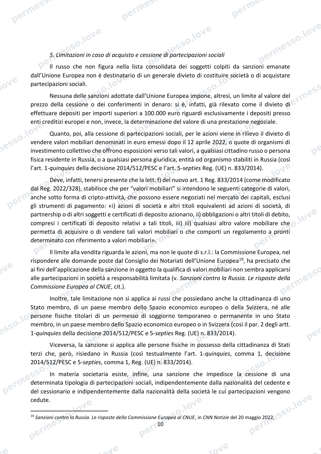 Study by the National Council of Notaries: EU sanctions and transactions of Russian citizens - page 10/13