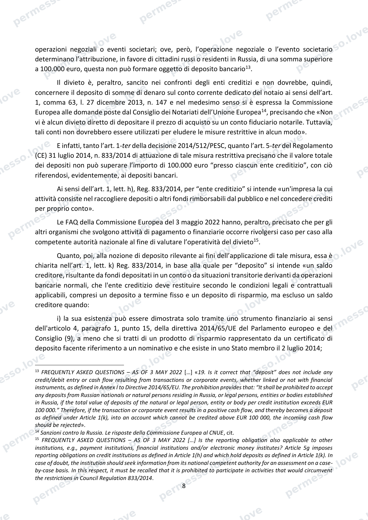 Study by the National Council of Notaries: EU sanctions and transactions of Russian citizens - page 8/13