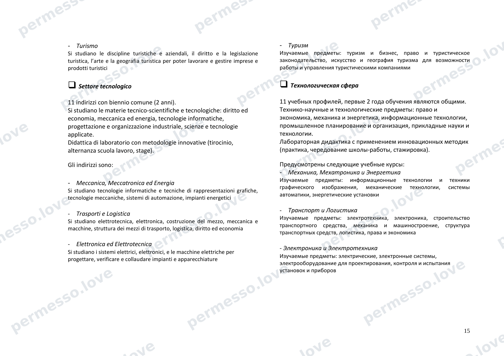 Путеводитель по итальянской средней школе для иностранных подростков и родителей (двуязычный, ит/рус) - страница 15/28