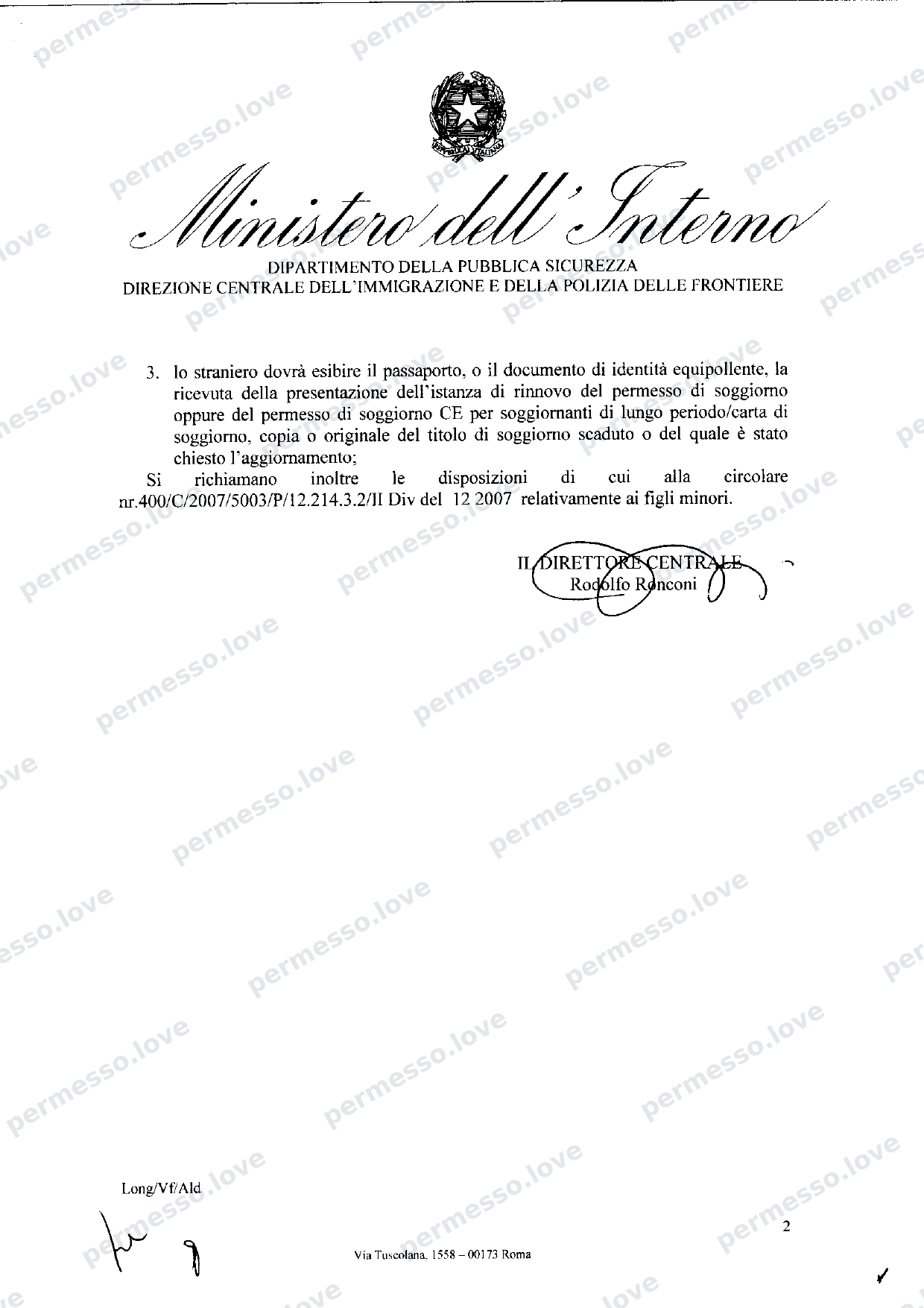 Circolare del Ministero dell'Interno italiano: uscita e rientro con permesso di soggiorno scaduto (2010 + 2016) - pagina 3/3
